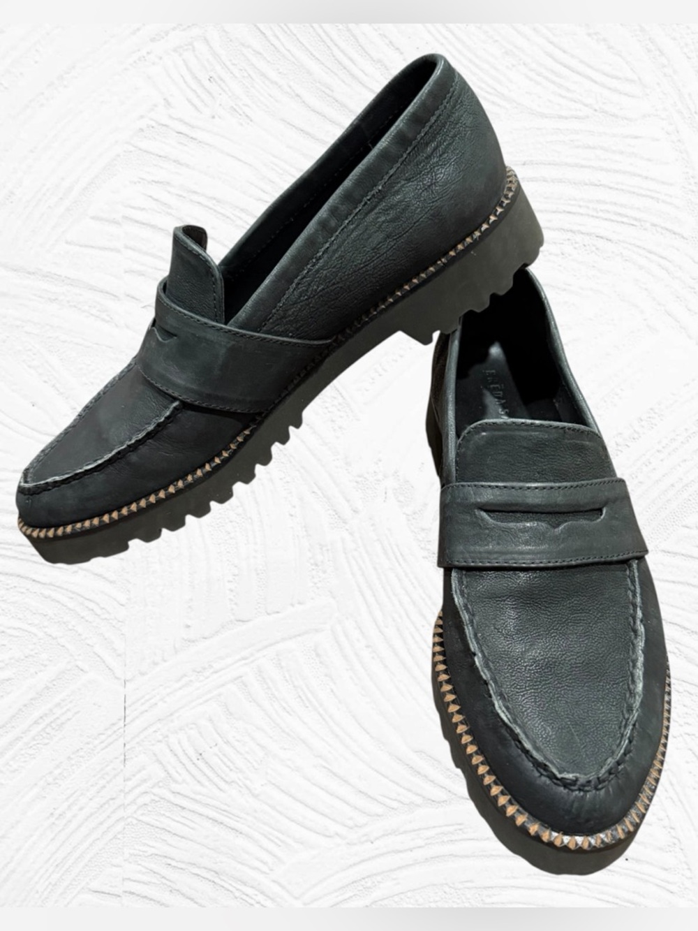 Freda Salvador Black Lug Sole Penny Loafers Size 8.5M